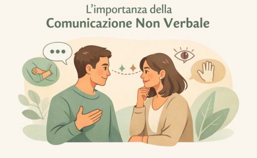 Illustrazione della comunicazione non verbale tra due persone – psicologia Vicenza